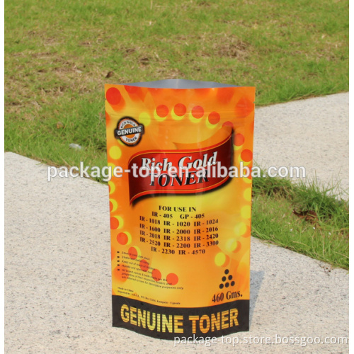 Chinese custom printed zipper stand up pouch bag for tonner pckaging